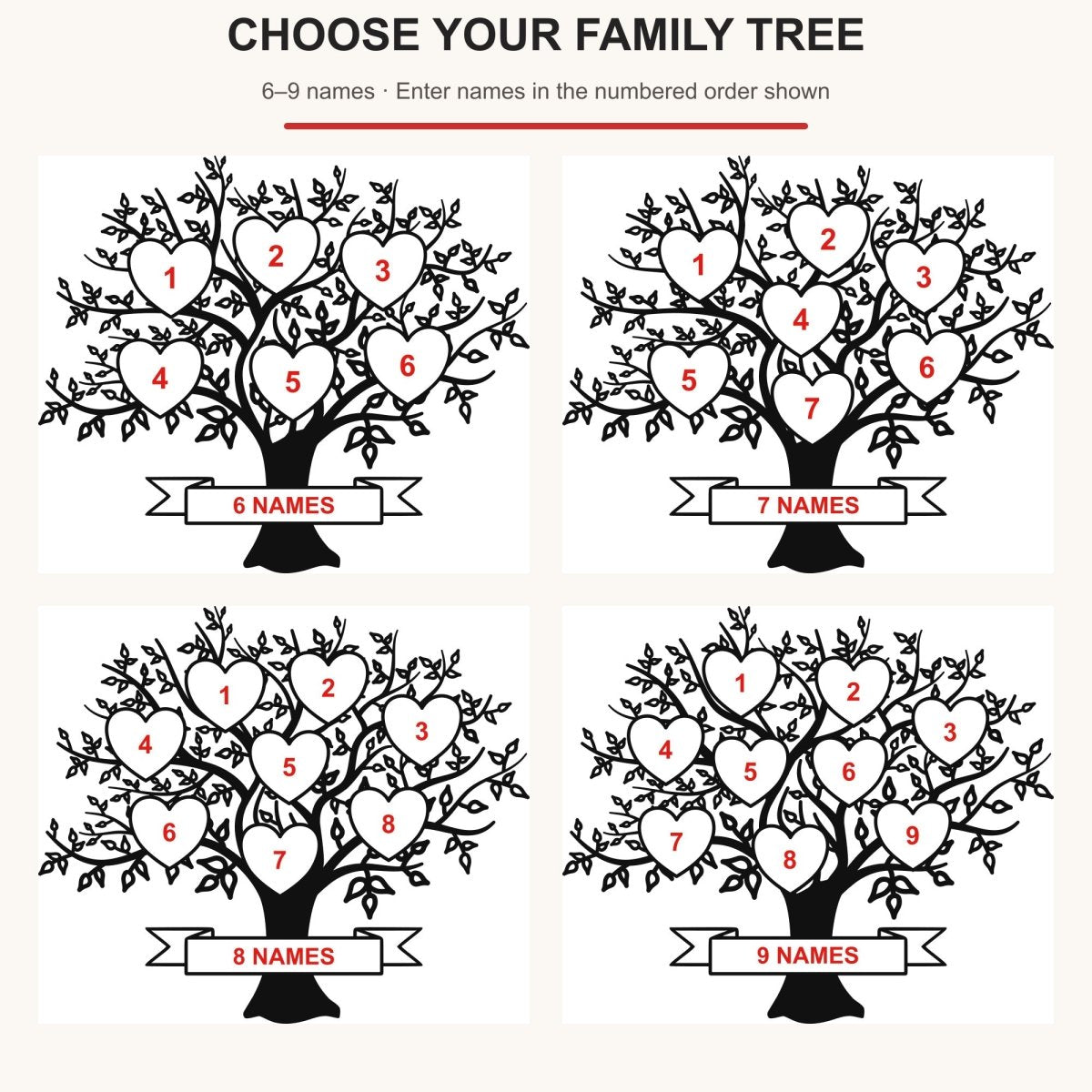 Personalised Family Tree LED Lamp – 2–25 Names Accessories Gifts UK