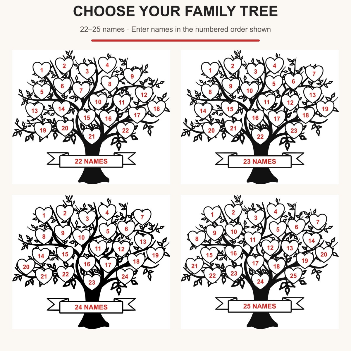 Personalised Family Tree LED Lamp – 2–25 Names Accessories Gifts UK