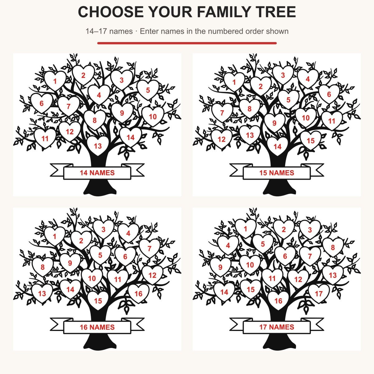 Personalised Family Tree LED Lamp – 2–25 Names Accessories Gifts UK