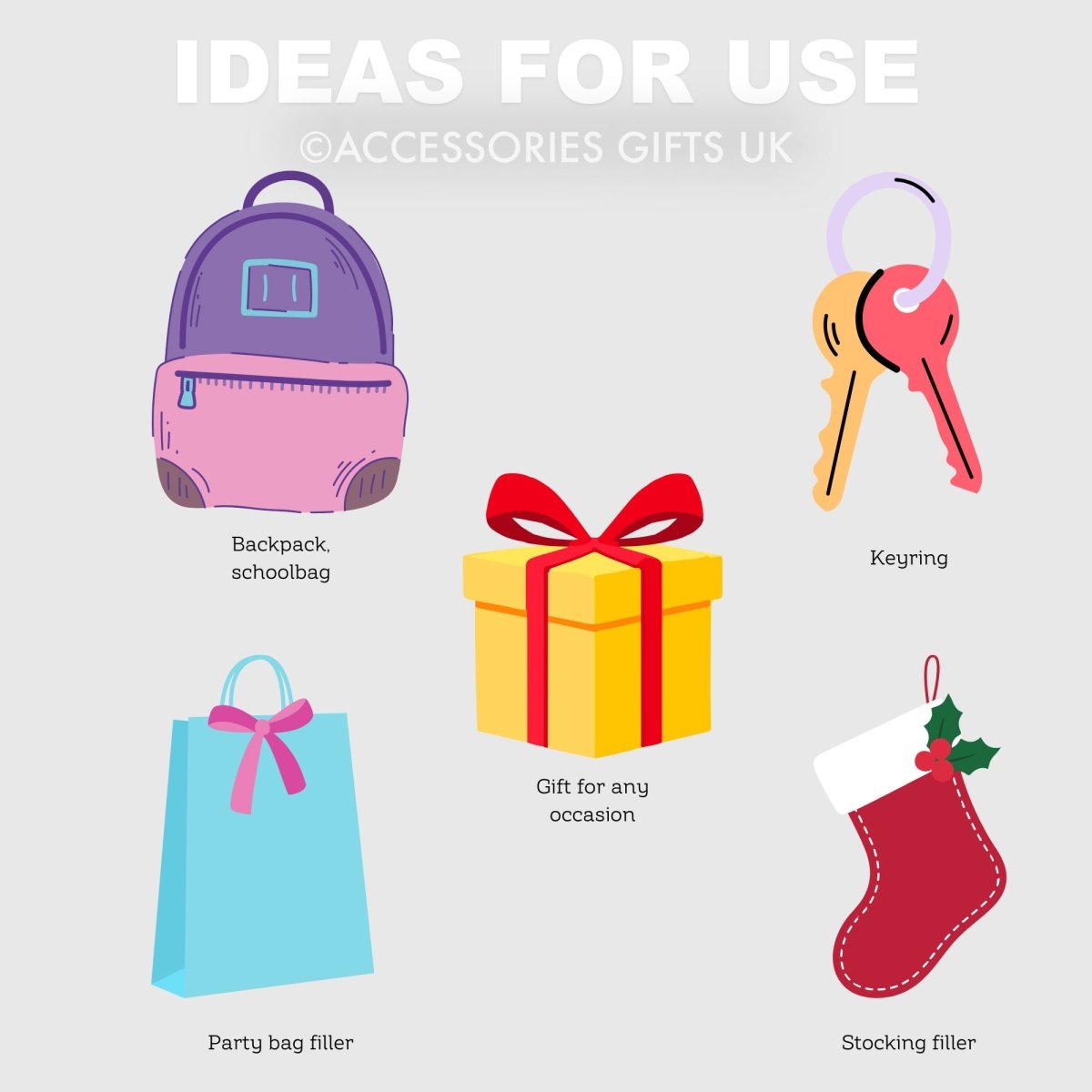 Kids Backpack Name Tags - Custom Girl Name Bow Keychain School Book Bag Accessories Accessories Gifts UK