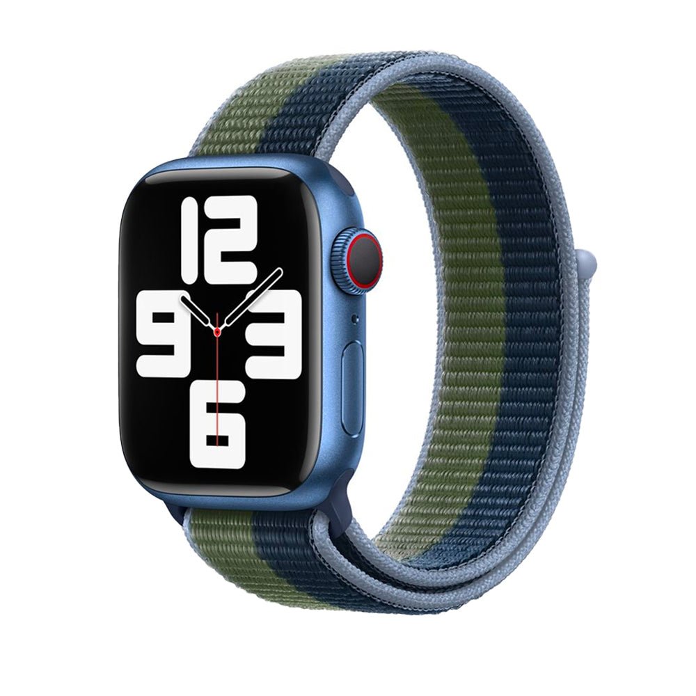 Abyss Blue / Moss Green Nylon Loop Watch Strap for Apple Watch Nylon Loop 38 / 40 / 41mm Accessories Gifts UK