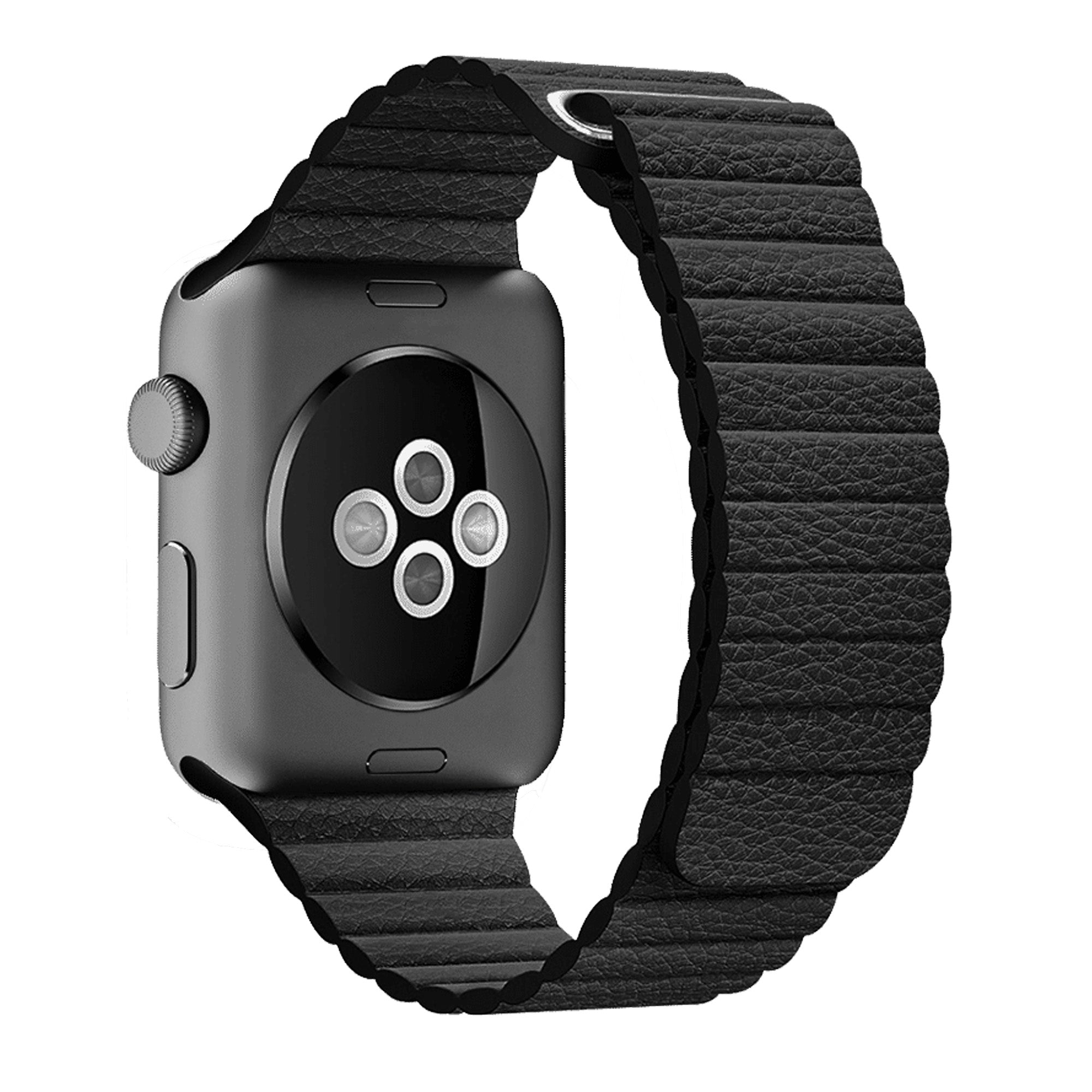 Black Genuine Leather Magnetic Loop for Apple Watch Leather Loop   Accessories Gifts UK