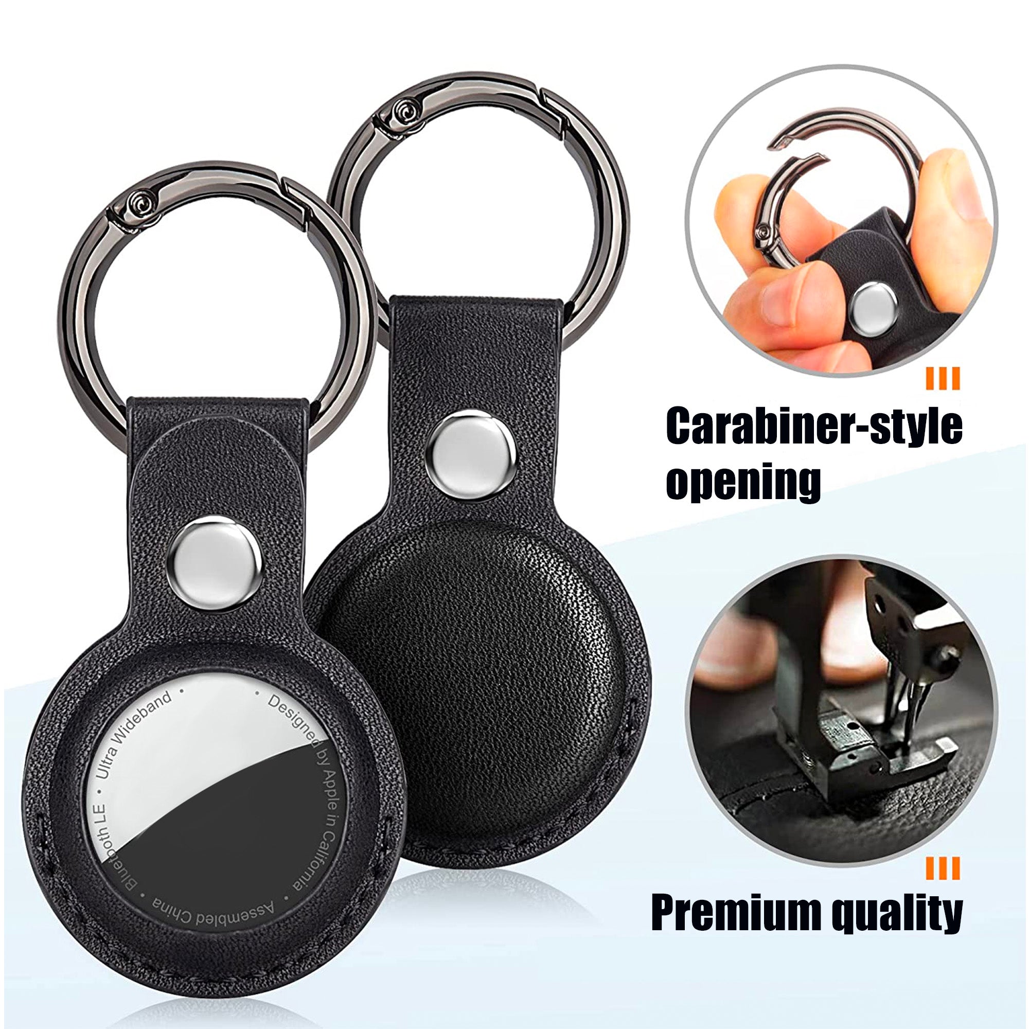 Black Leather Case for Apple AirTag, PU Leather Case Cover with Keychain Cases For AirTag Accessories Gifts UK