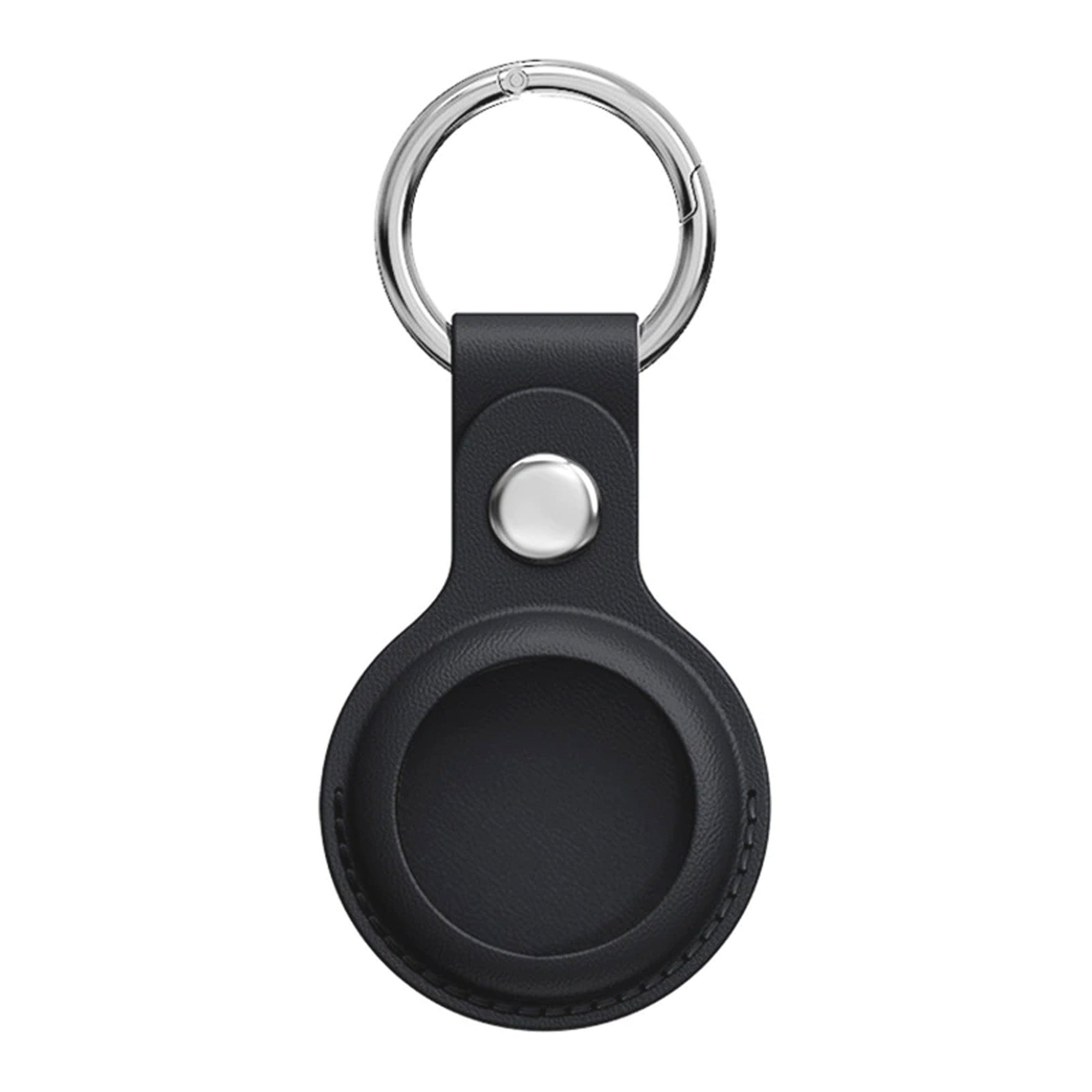 Black Leather Case for Apple AirTag, PU Leather Case Cover with Keychain Cases For AirTag Black Accessories Gifts UK