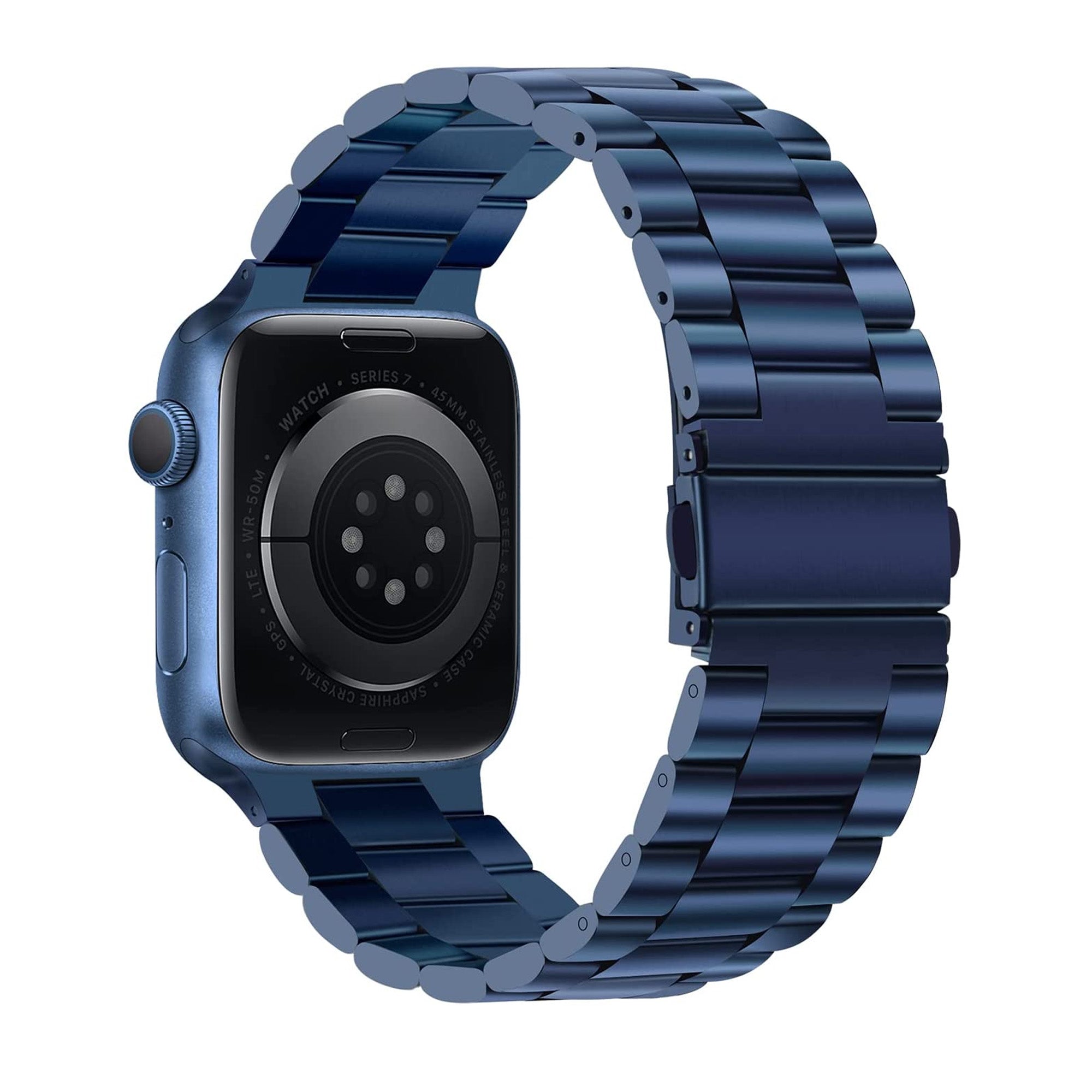 Blue Stainless Steel Watch Strap For Apple Watch Stainless Steel Accessories Gifts UK