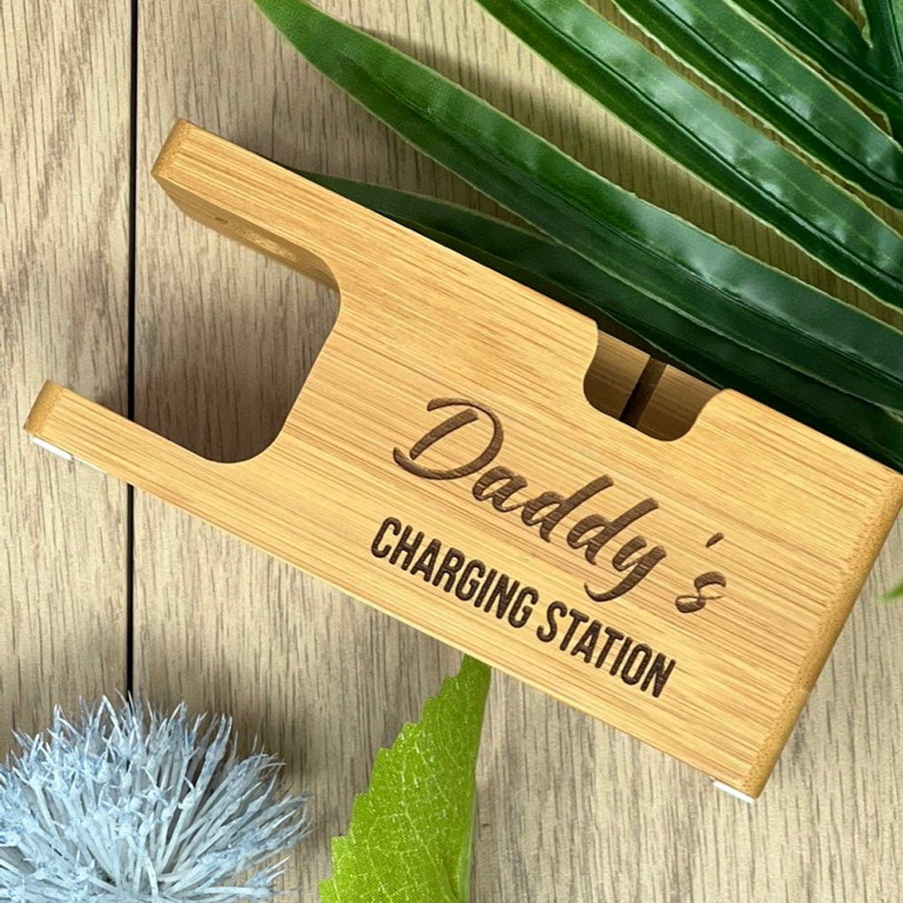 Charging Station Personalised Gift Bamboo Dock For Apple Watch and iPhone Personalised Accessories Gifts UK