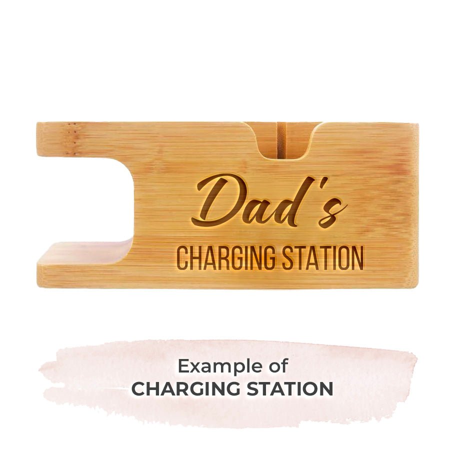 Charging Station Personalised Gift Bamboo Dock For Apple Watch and iPhone Personalised CHARGING STATION Accessories Gifts UK