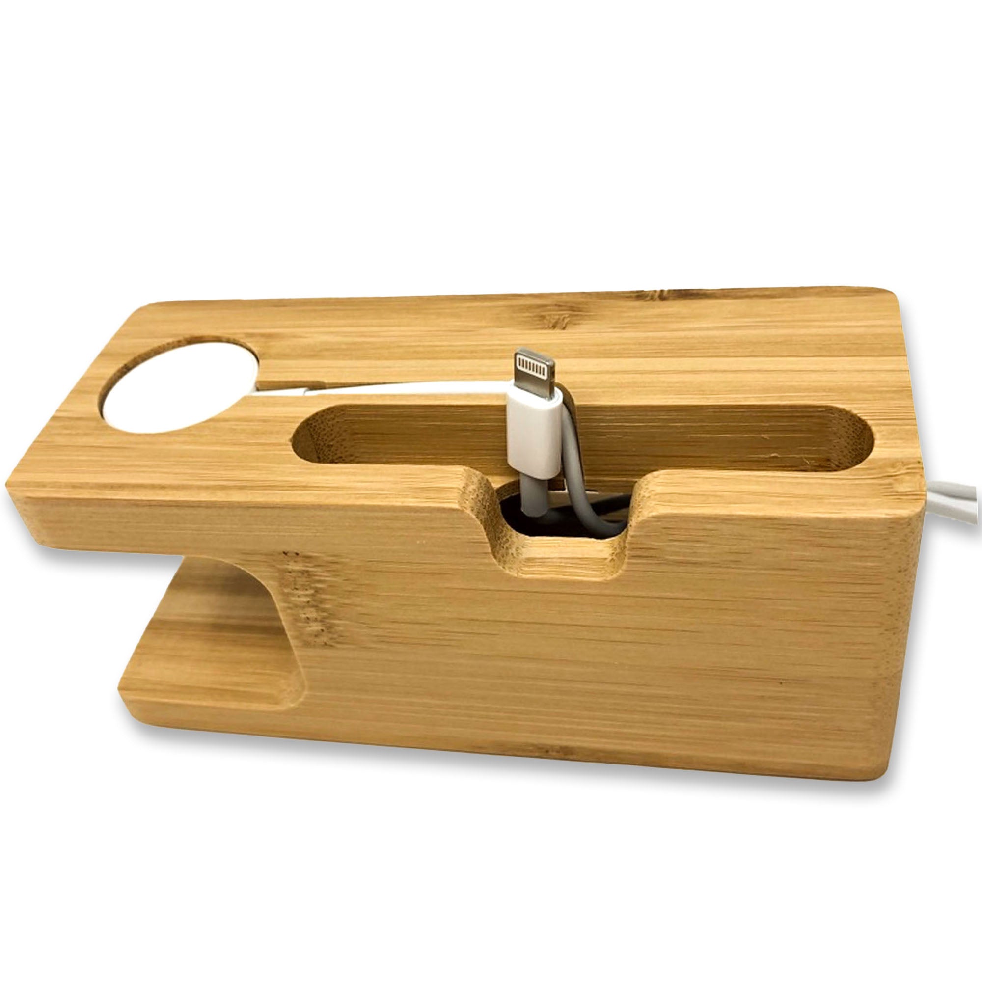 Charging Station Personalised Gift Bamboo Dock For Apple Watch and iPhone Personalised Accessories Gifts UK