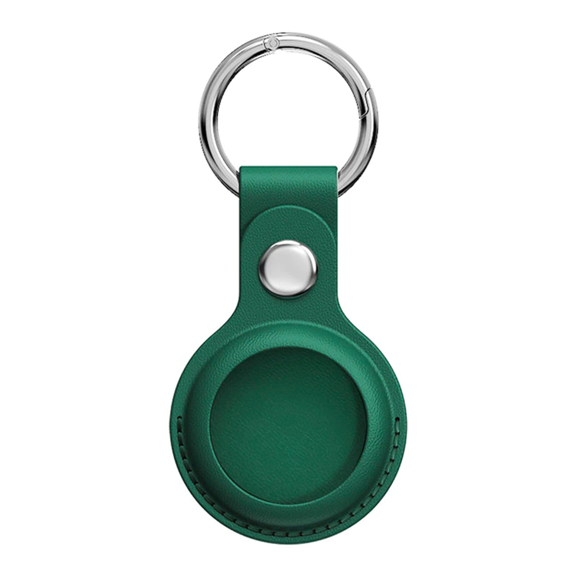 Green Leather Case for Apple AirTag, PU Leather Case Cover with Keychain Cases For AirTag Green Accessories Gifts UK