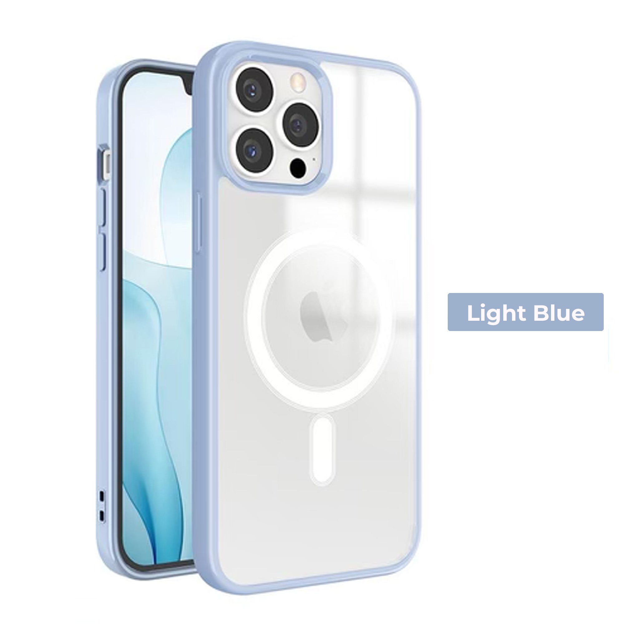 Light Blue/Clear MagSafe Compatible Phone Case For Apple iPhone