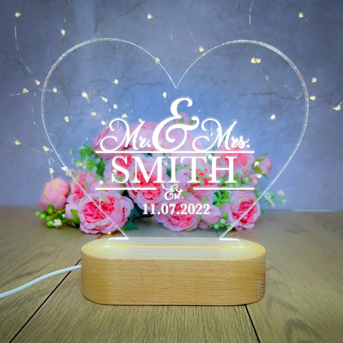 Mr And Mrs Gifts Personalised Engagement Gifts Wedding Gifts Anniversary Gifts | LED Lamp Night Light Accessories Gifts UK