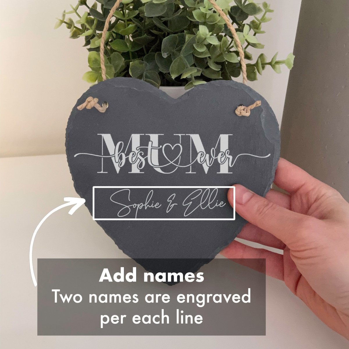 Personalised Gifts For Mum | Best Mum Ever | Heart-Shaped Slate Plaques Personalised Accessories Gifts UK