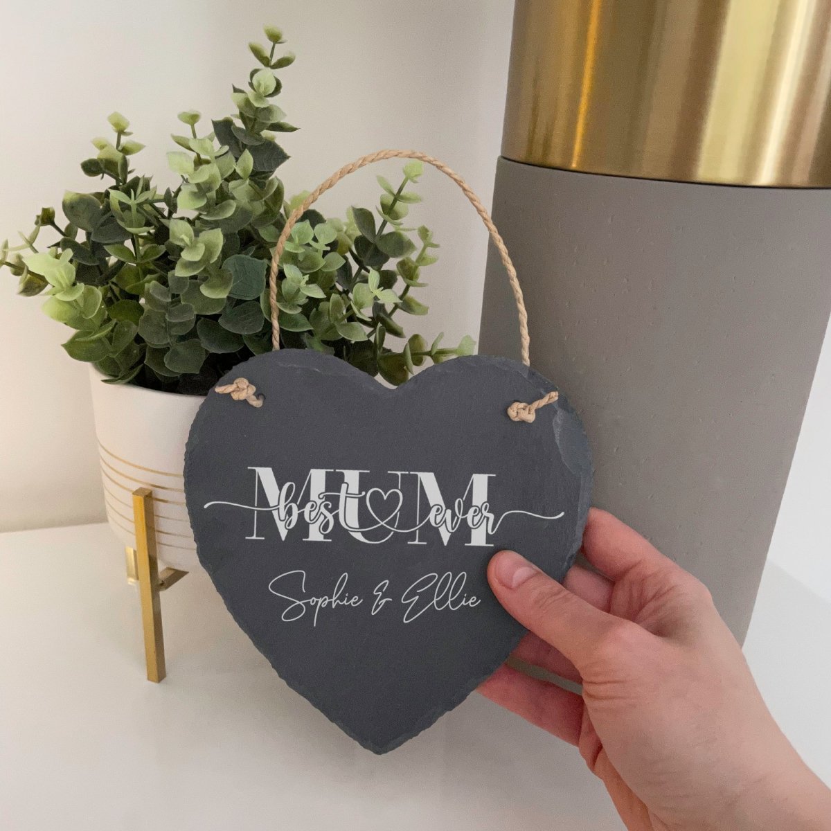Personalised Gifts For Mum | Best Mum Ever | Heart-Shaped Slate Plaques Personalised Accessories Gifts UK
