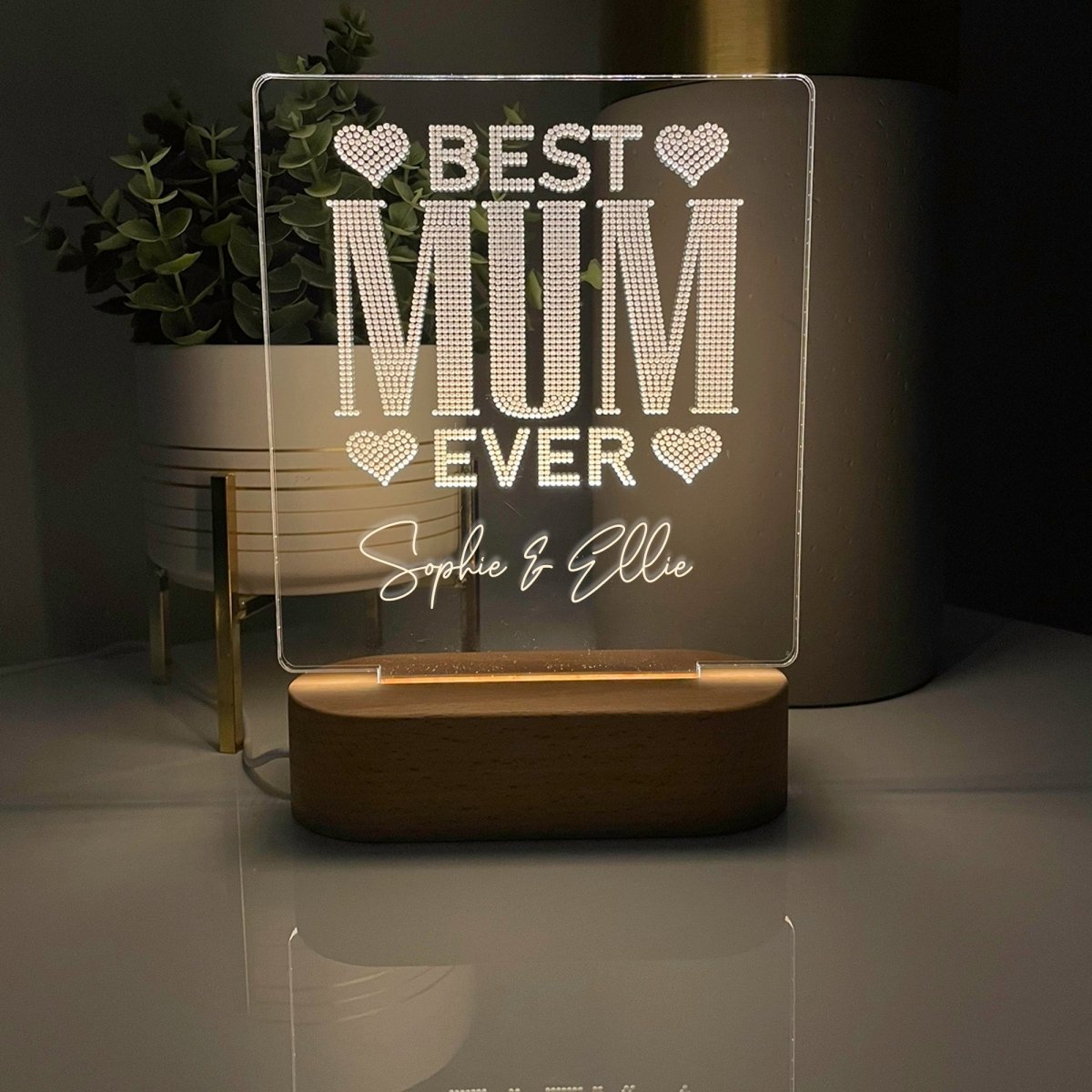 Personalised Gifts For Mum | Best Mum Ever Rhinestone | LED Lamp Night Light Accessories Gifts UK