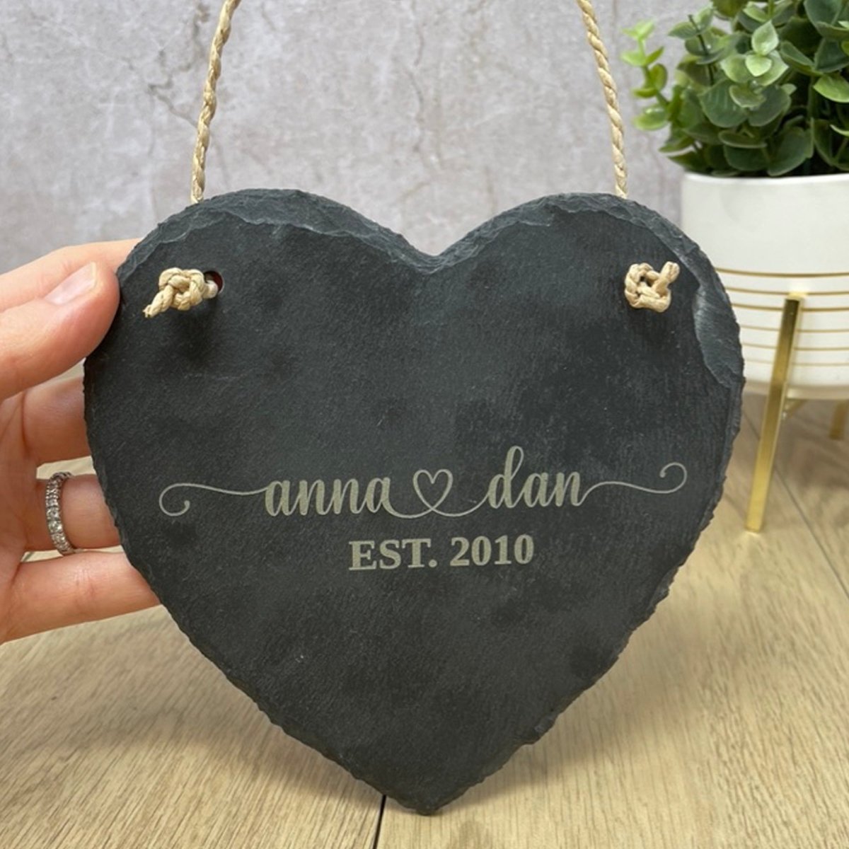 Personalised Slate Plaque Heart Shaped Plaque Engraved Valentines Gift 15x15cm Personalised Accessories Gifts UK