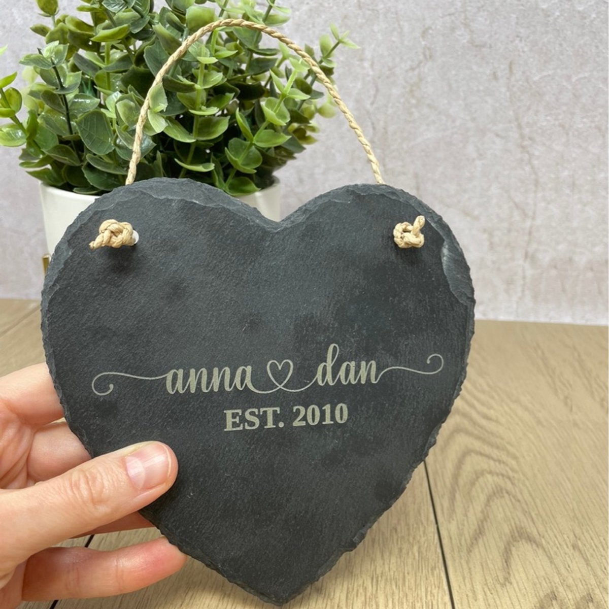 Personalised Slate Plaque Heart Shaped Plaque Engraved Valentines Gift 15x15cm Personalised Accessories Gifts UK