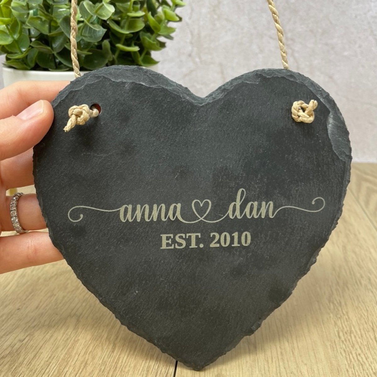 Personalised Slate Plaque Heart Shaped Plaque Engraved Valentines Gift 15x15cm Personalised Accessories Gifts UK