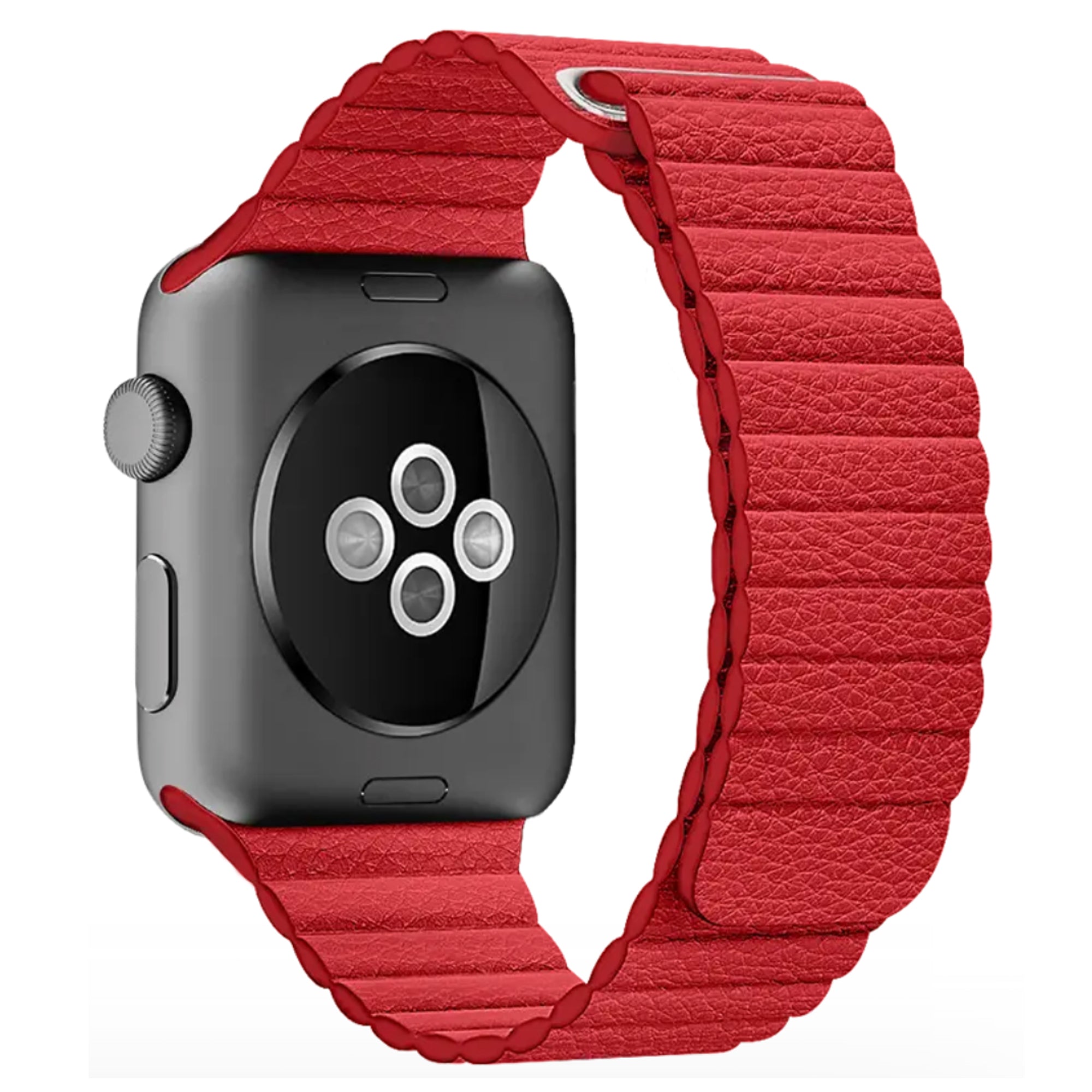 Red Genuine Leather Magnetic Loop for Apple Watch Leather Loop Accessories Gifts UK