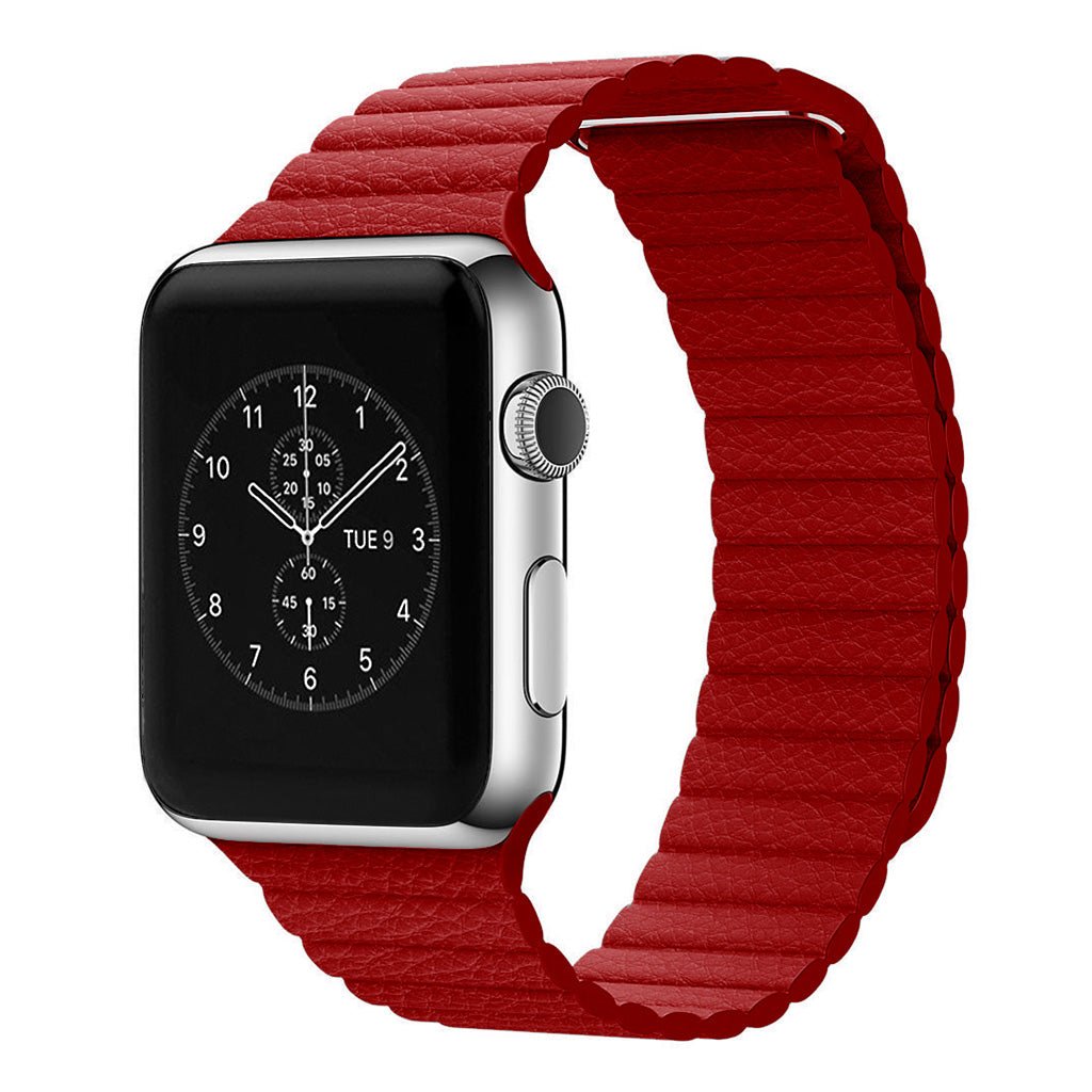 Red Genuine Leather Magnetic Loop for Apple Watch Leather Loop Accessories Gifts UK