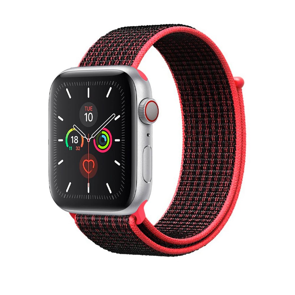 Red/Black Nylon Loop for Apple Watch Nylon Loop 38 / 40 / 41mm Accessories Gifts UK