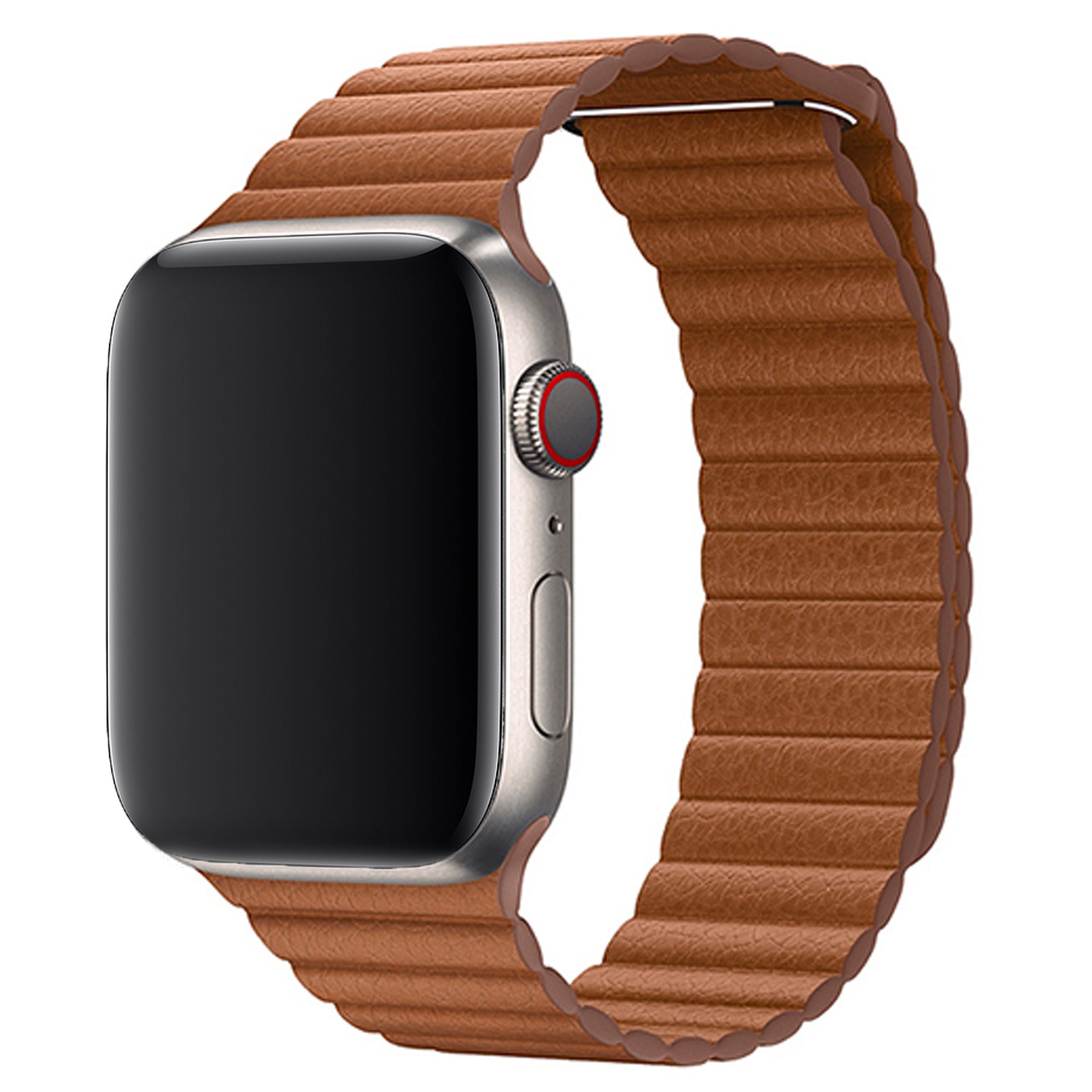 Saddle Brown Genuine Leather Magnetic Loop for Apple Watch Accessories Gifts UK