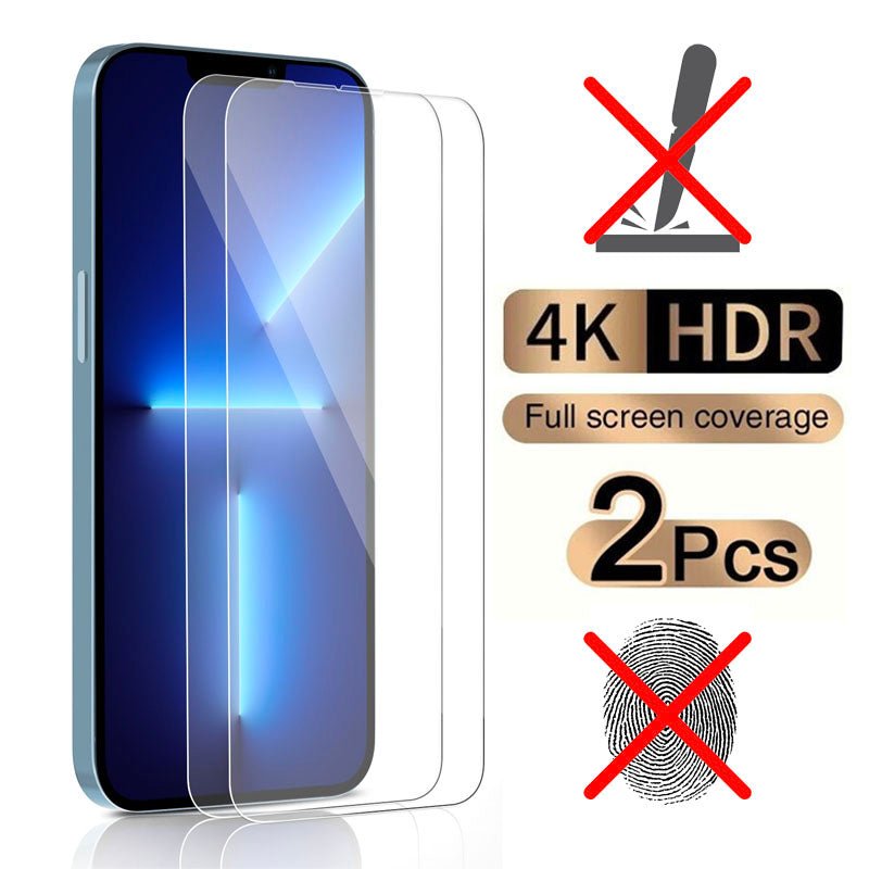 Screen Protector For iPhone Tempered Glass 2 pack For iPhone 14 13 12 11 X XR XS Mini Pro Screen Protectors Accessories Gifts UK
