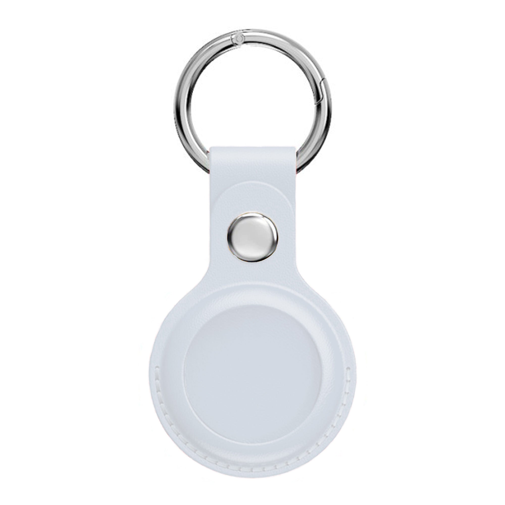 White Leather Case for Apple AirTag, PU Leather Case Cover with Keychain Cases For AirTag White Accessories Gifts UK