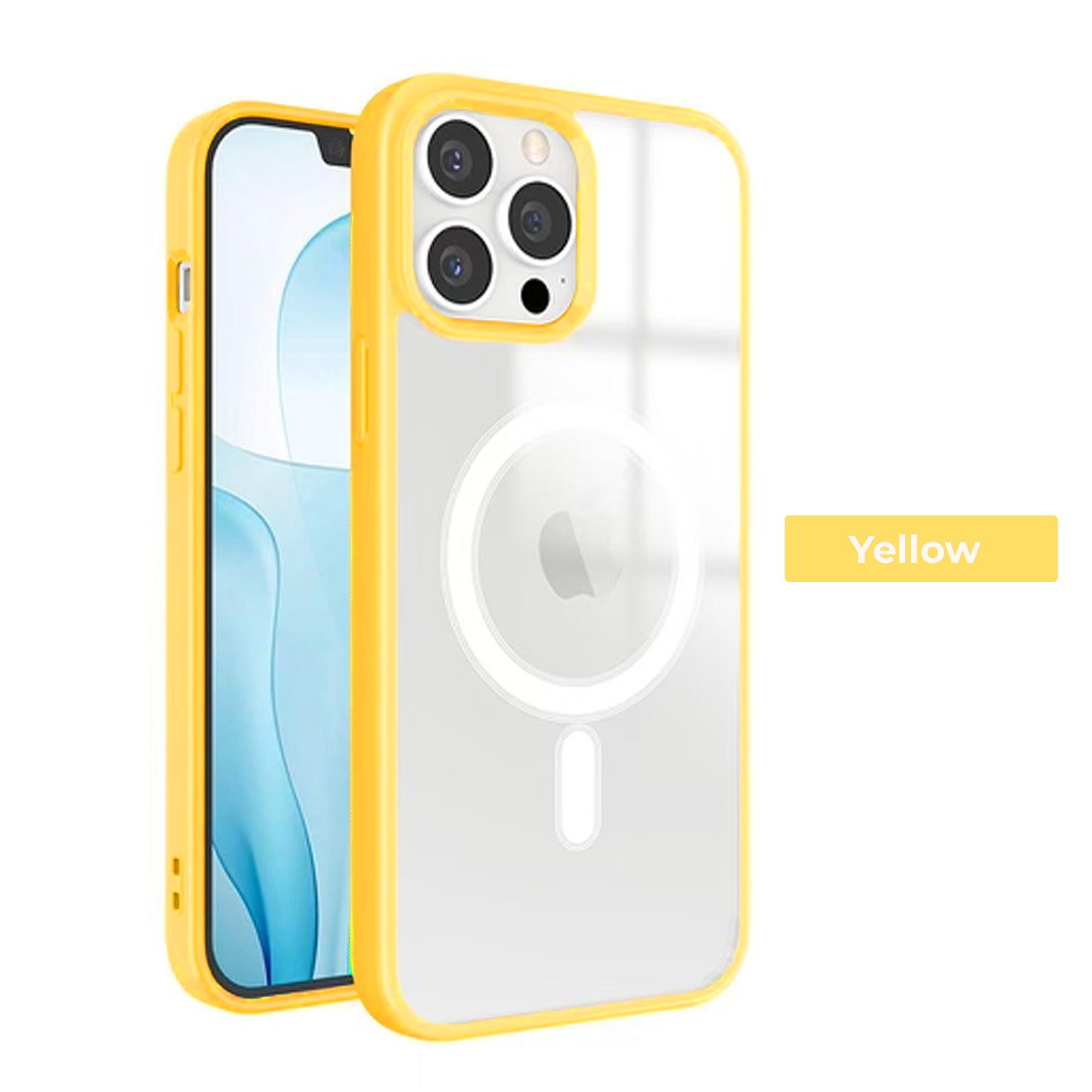 Yellow/Clear MagSafe Compatible Phone Case For Apple iPhone