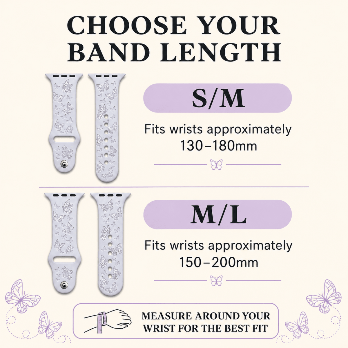 Butterflies Apple Watch Strap, Engraved Silicone Watch Band Parent Listing Accessories Gifts UK