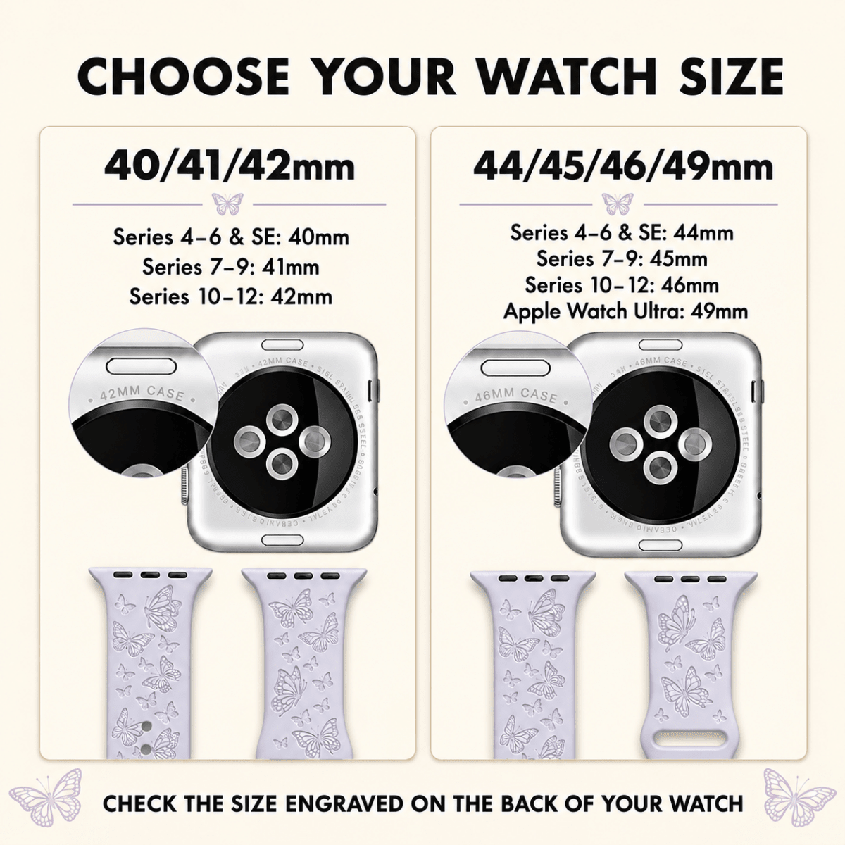 Butterflies Apple Watch Strap, Engraved Silicone Watch Band Parent Listing Accessories Gifts UK