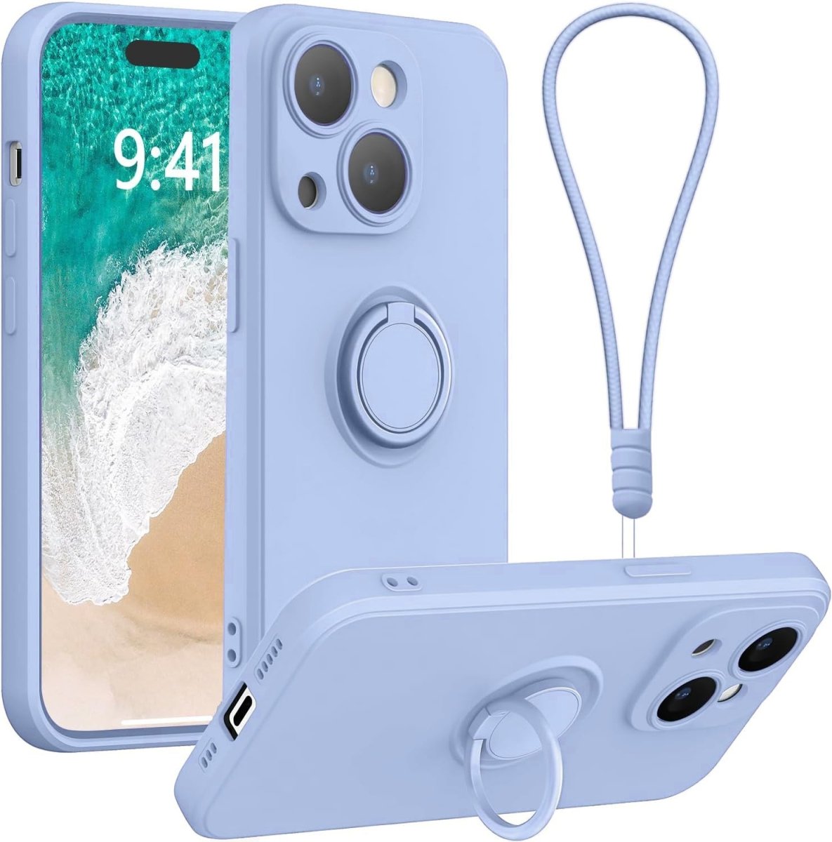 Dusky Lilac Shockproof Silicone Case For iPhone With Ring And Lanyard  Dusky Lilac iPhone 11 Accessories Gifts UK