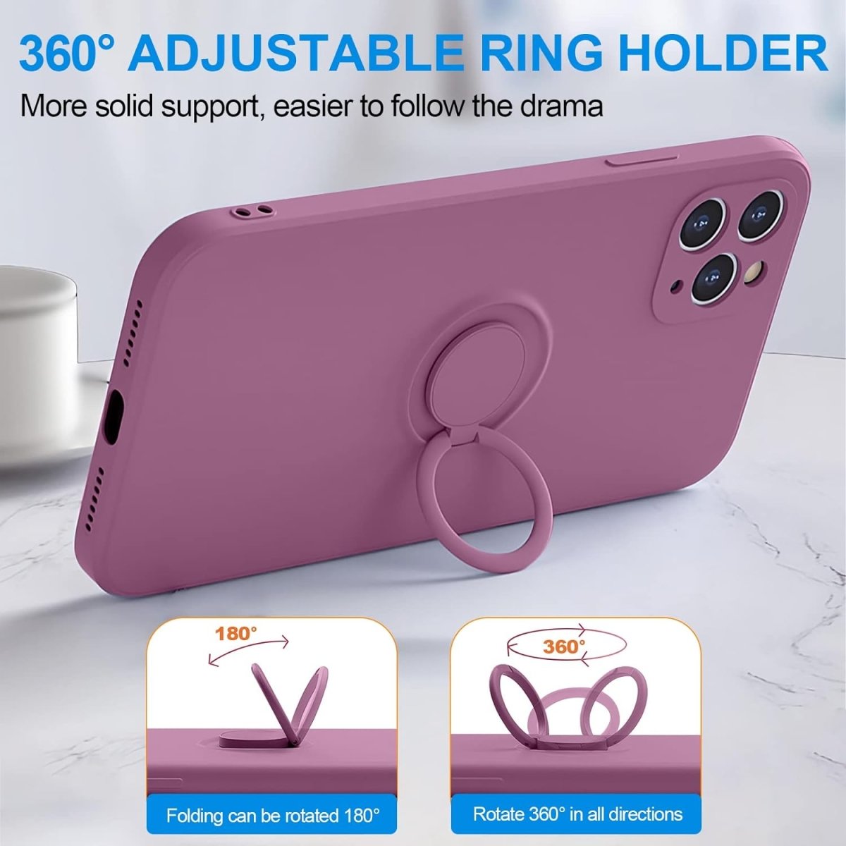 Dusky Lilac Shockproof Silicone Case For iPhone With Ring And Lanyard    Accessories Gifts UK