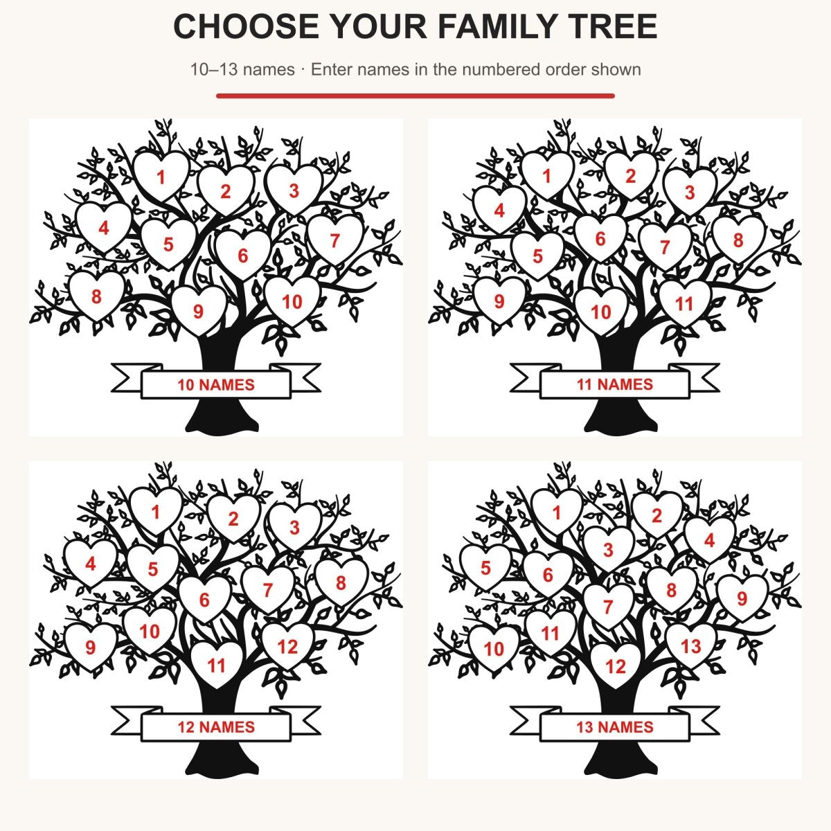 Personalised Family Tree LED Lamp – 2–25 Names Accessories Gifts UK