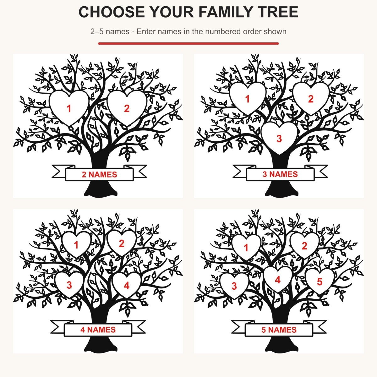 Personalised Family Tree LED Lamp – 2–25 Names Accessories Gifts UK