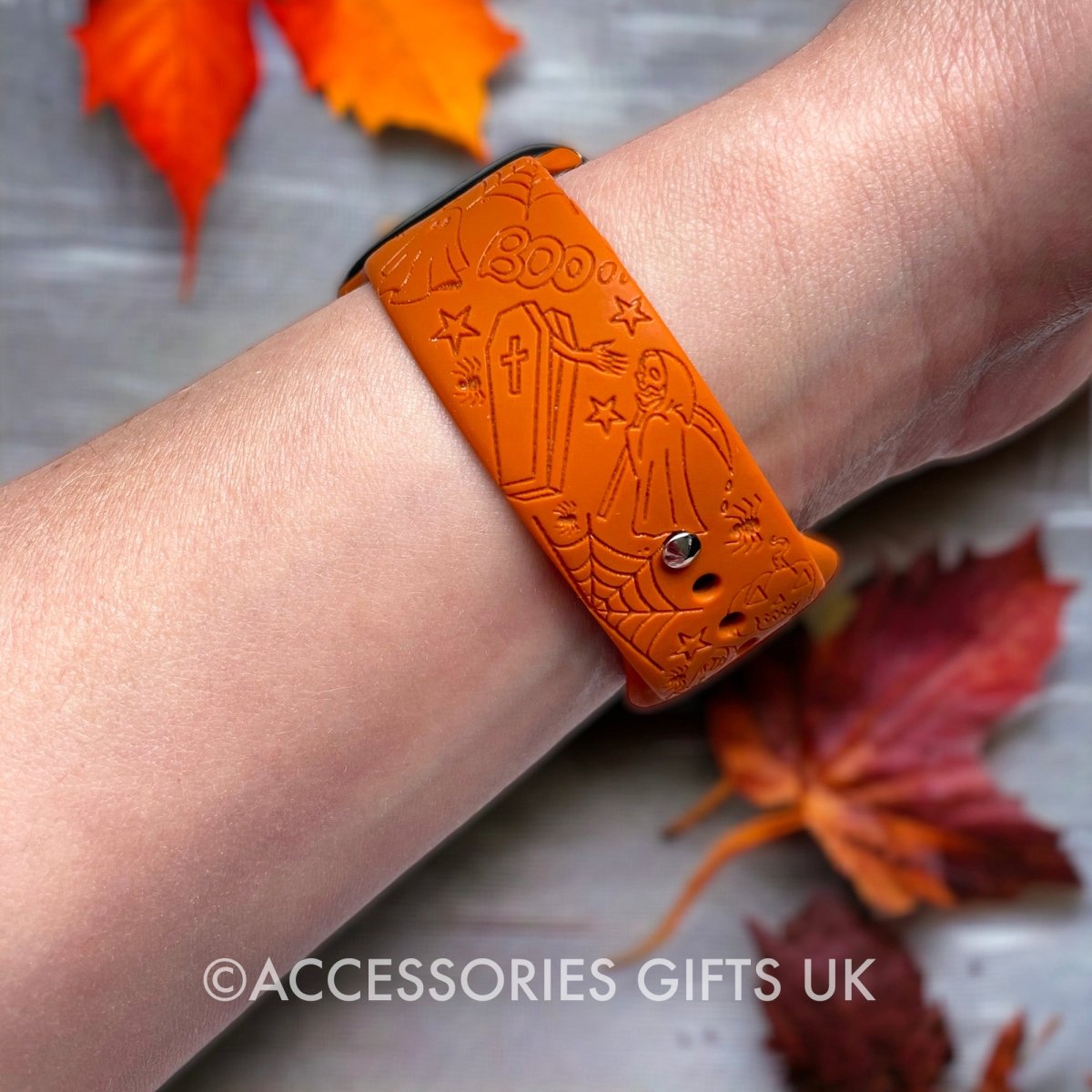 Halloween Apple Watch Strap, Engraved Silicone Watch Band - Accessories Gifts UK