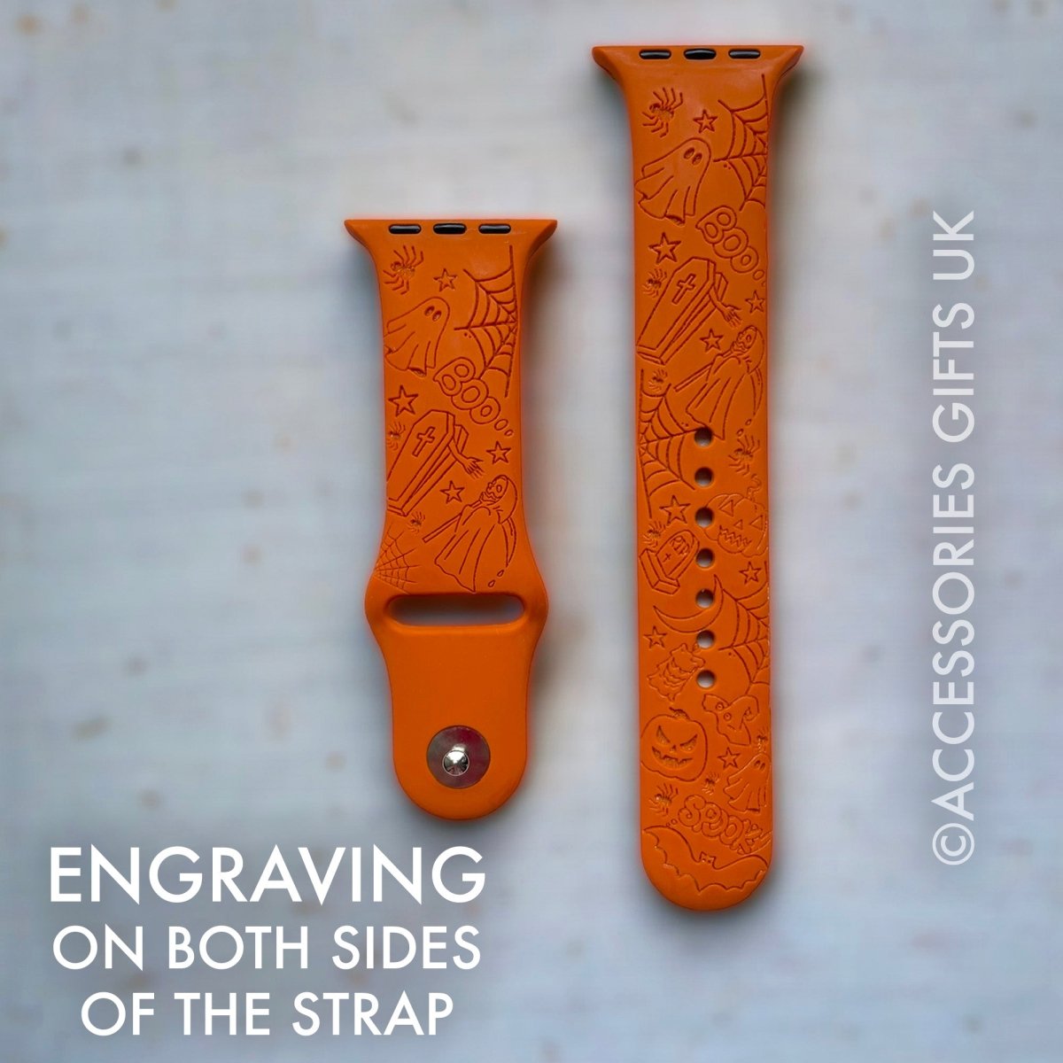 Halloween Apple Watch Strap, Engraved Silicone Watch Band - Accessories Gifts UK