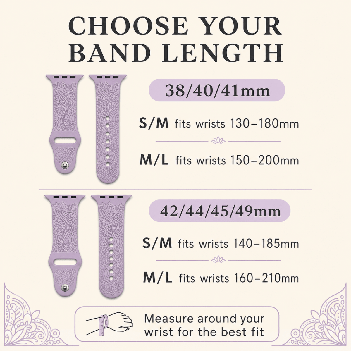 Henna Apple Watch Strap, Engraved Silicone Watch Band - Accessories Gifts UK