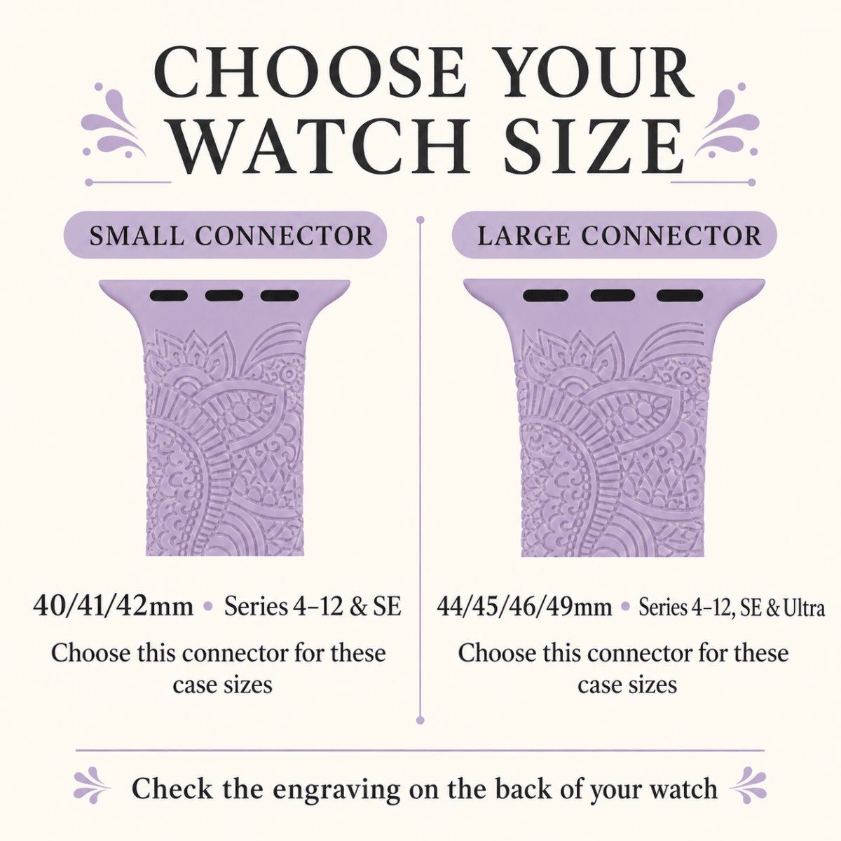 Henna Apple Watch Strap, Engraved Silicone Watch Band - Accessories Gifts UK