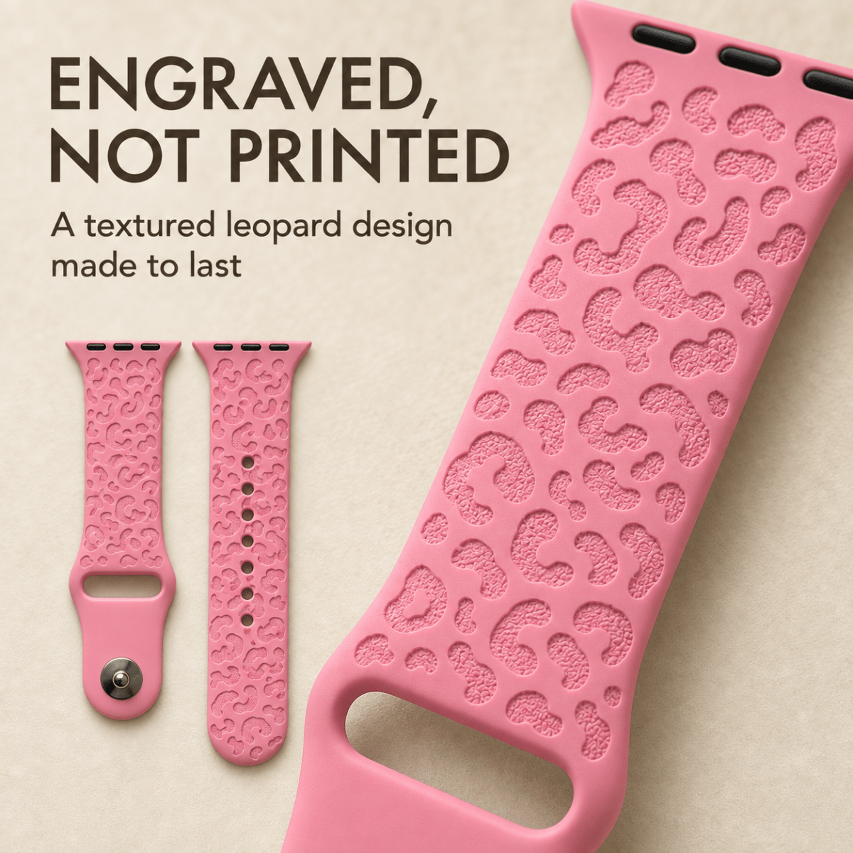 Leopard Apple Watch Strap, Engraved Silicone Watch Band Parent Listing Accessories Gifts UK