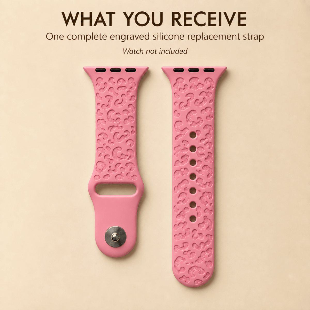 Leopard Apple Watch Strap, Engraved Silicone Watch Band Parent Listing Accessories Gifts UK