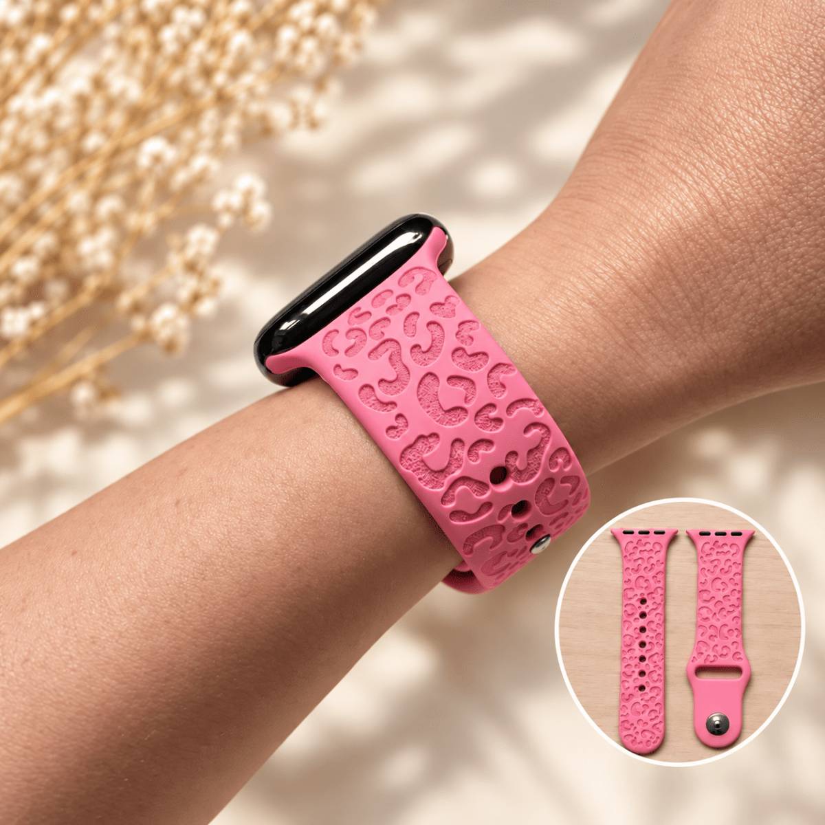 Leopard Apple Watch Strap, Engraved Silicone Watch Band Parent Listing Accessories Gifts UK