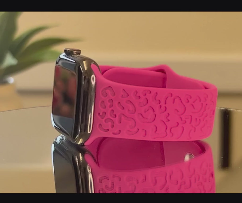 Leopard Apple Watch Strap, Engraved Silicone Watch Band Parent Listing Accessories Gifts UK