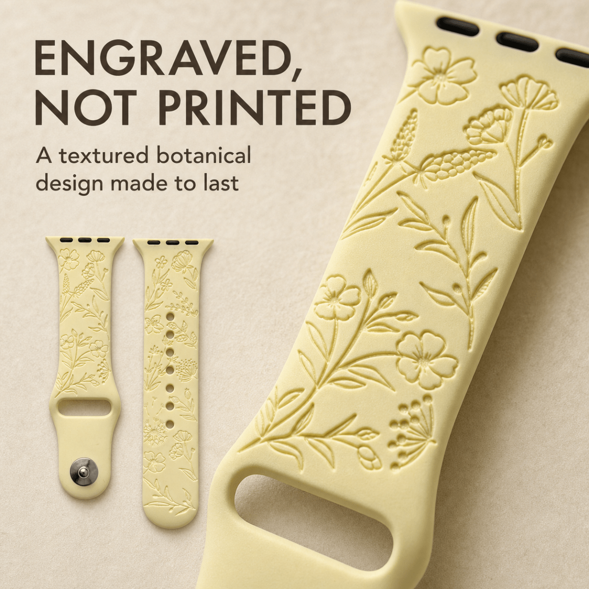 Butterflies & Roses Apple Watch Strap, Engraved Silicone Watch Band Parent Listing Accessories Gifts UK