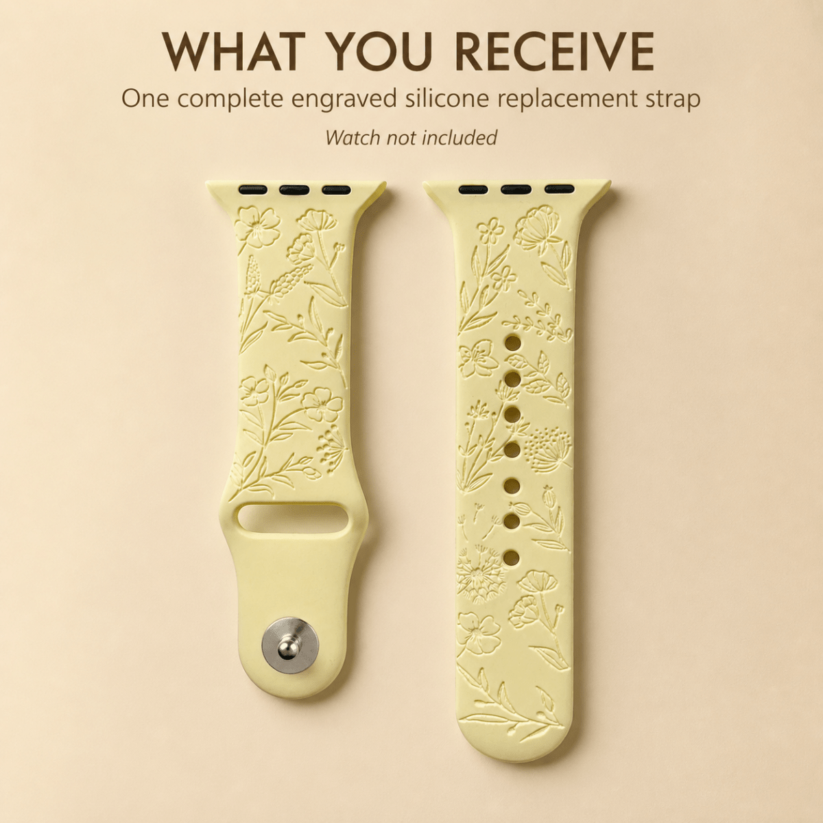 Butterflies & Roses Apple Watch Strap, Engraved Silicone Watch Band Parent Listing Accessories Gifts UK