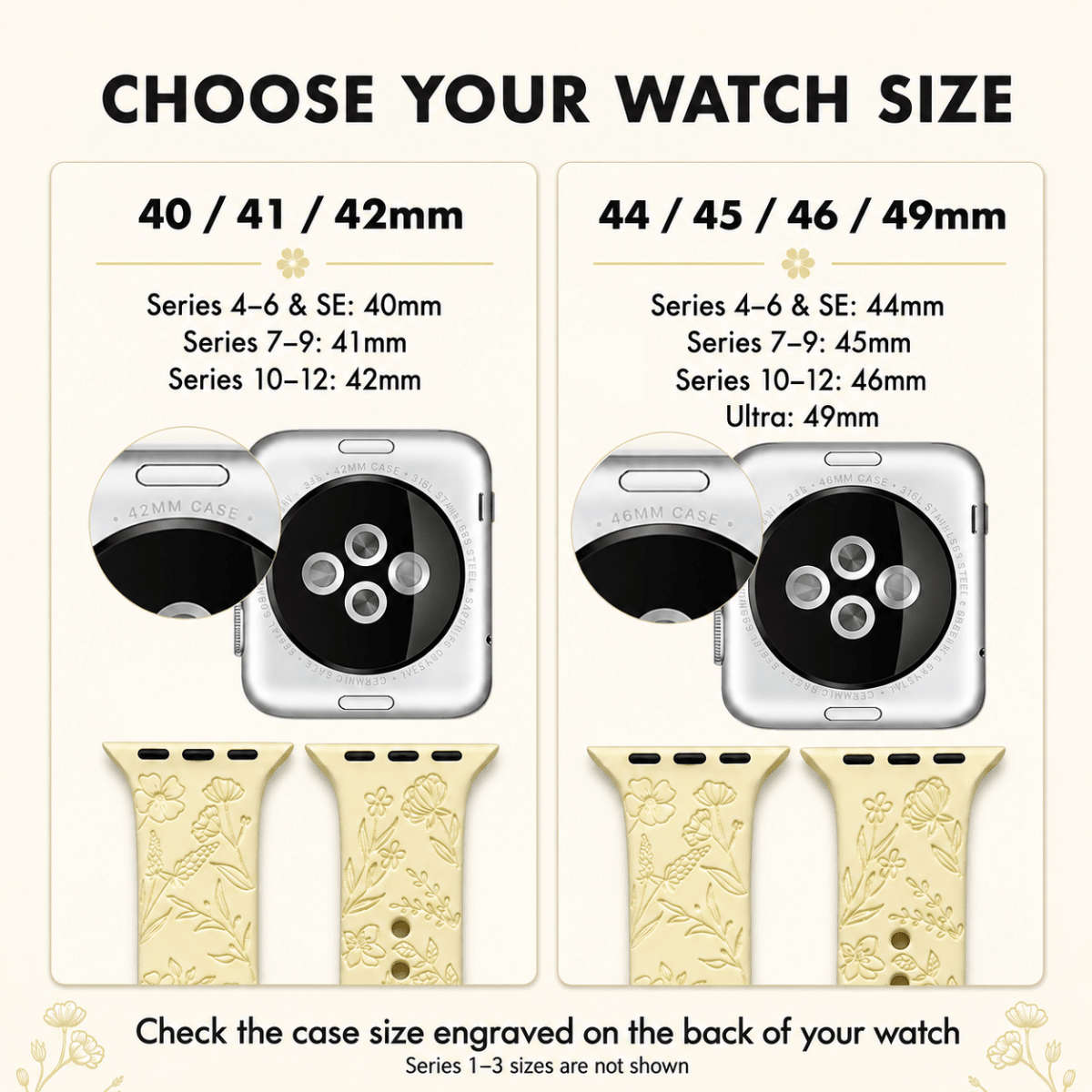 Butterflies & Roses Apple Watch Strap, Engraved Silicone Watch Band Parent Listing Accessories Gifts UK