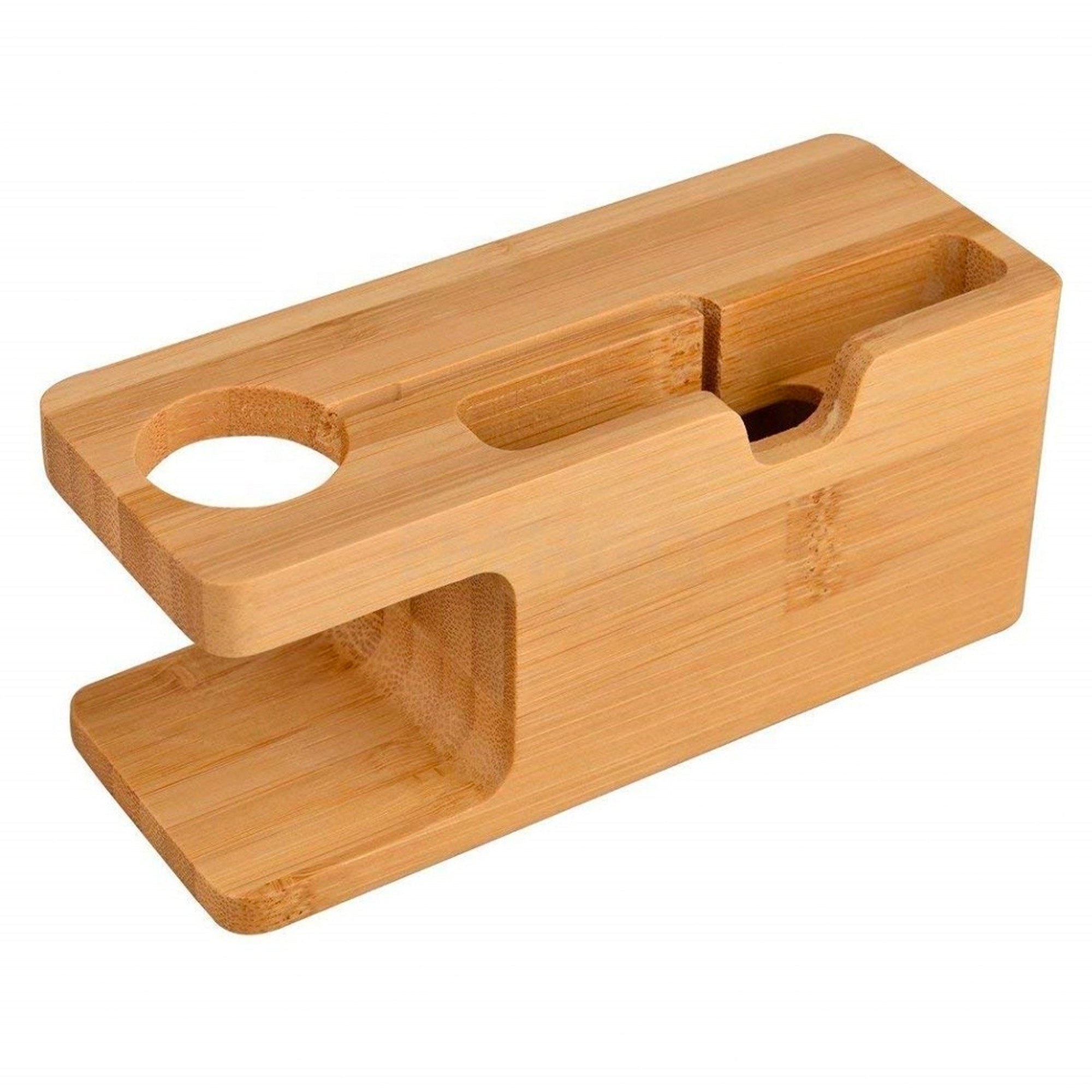 Bamboo Wood Charging Station - iPhone And Apple Watch Dock Bamboo Dock   Accessories Gifts UK