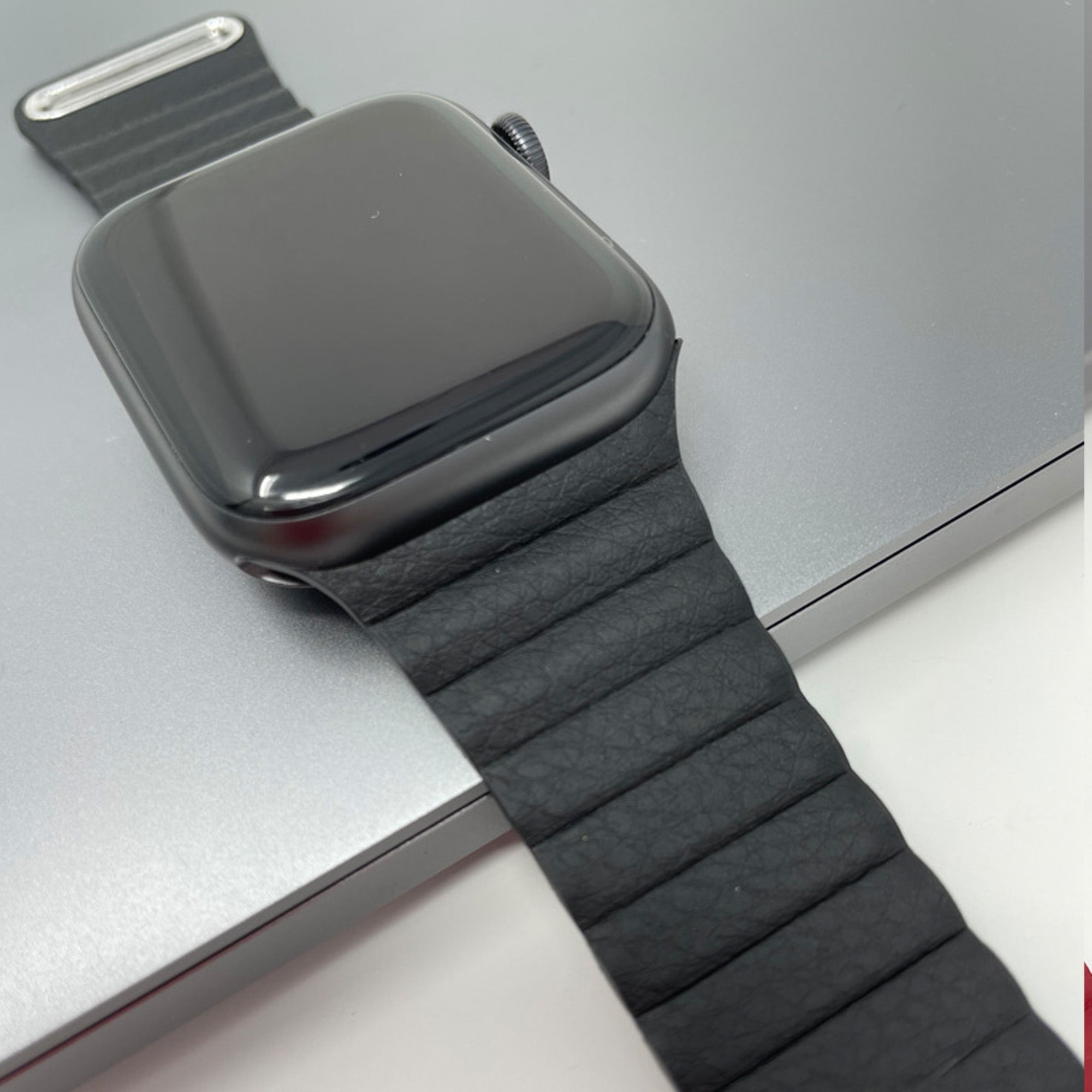 Black Genuine Leather Magnetic Loop for Apple Watch Leather Loop 38 / 40 / 41mm  Accessories Gifts UK