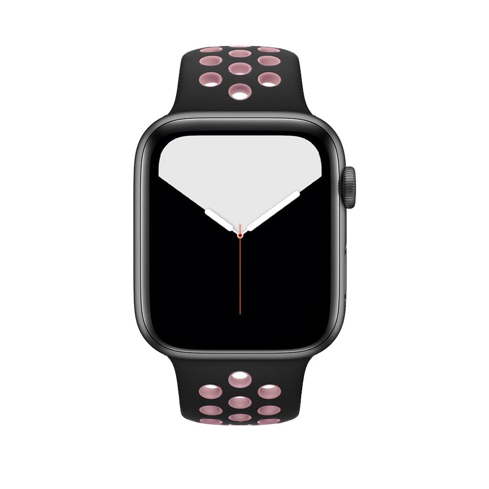 Black/Soft Pink Silicone Sport Strap for Apple Watch Silicone Bands   Accessories Gifts UK