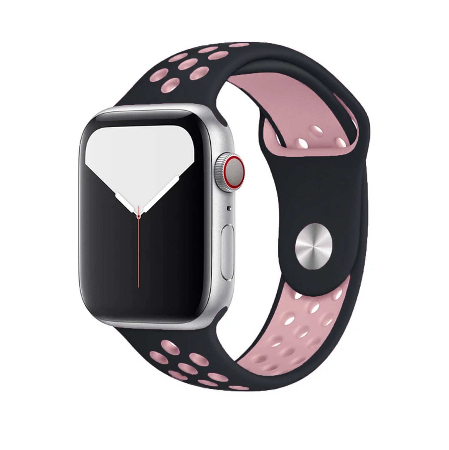 Black/Soft Pink Silicone Sport Strap for Apple Watch Silicone Bands 38 / 40 / 41mm S-M Accessories Gifts UK