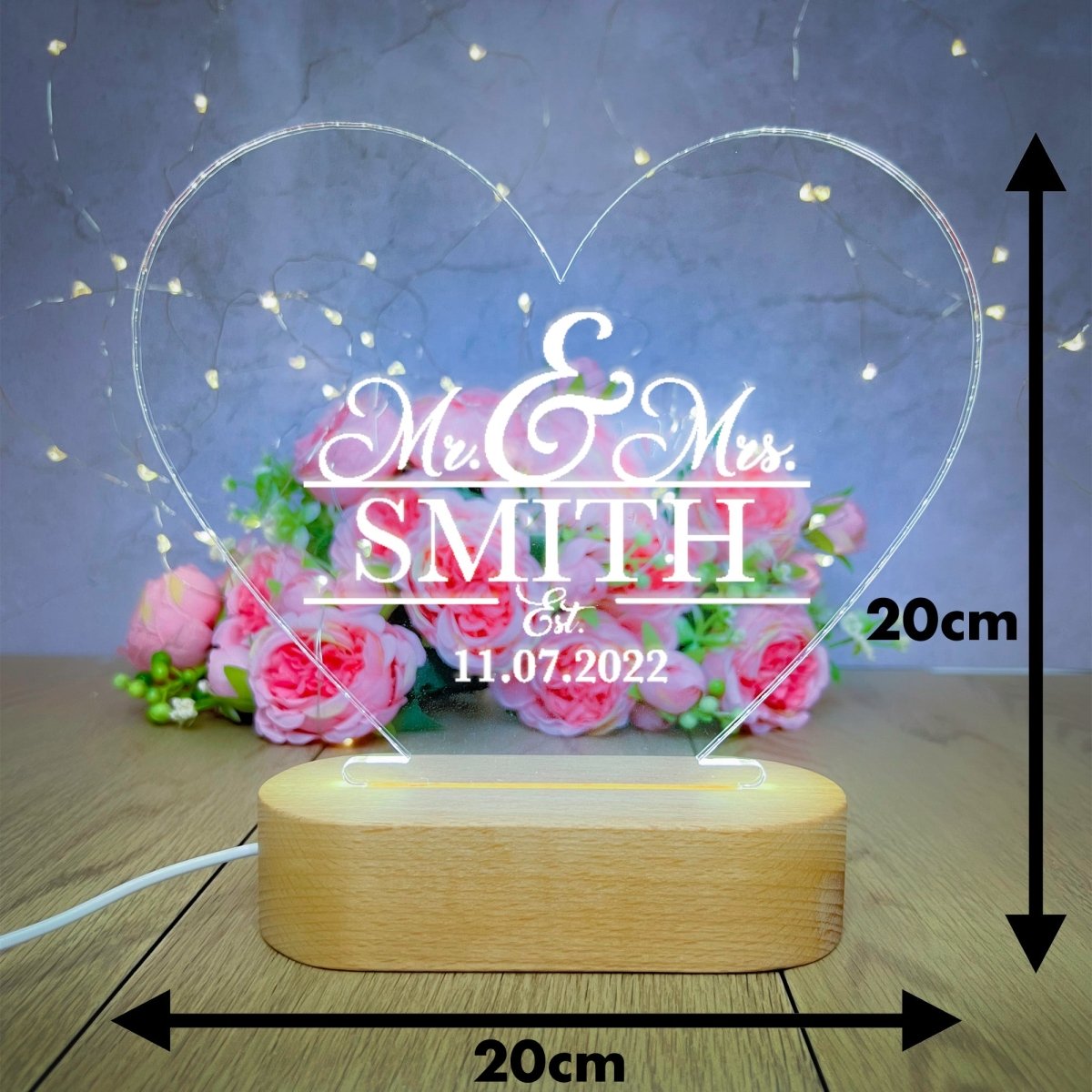Mr And Mrs Gifts Personalised Engagement Gifts Wedding Gifts Anniversary Gifts | LED Lamp Night Light    Accessories Gifts UK